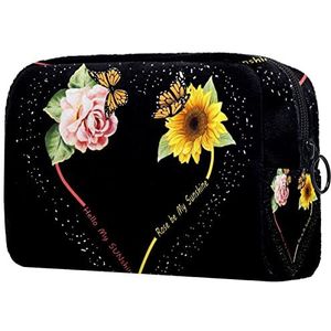 Kleurrijke pompoen zonnebloemen en esdoornbladeren reizen cosmetische tas voor vrouwen en meisjes, kleine make-up tas rits zakje toilettas organizer, Veelkleurig #11, 18.5x7.5x13cm/7.3x3x5.1in, Modieus