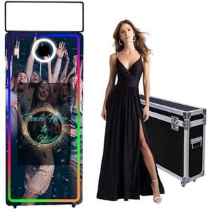 WideMeet Spiegel fotocabine 32 inch touchscreen magische spiegel stand machine DSLR Photobooth Selfie 65 Inch Photobooth Machine voor bruiloft feest evenement (zwart, 65 inch/32 inch scherm)