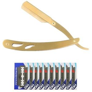 CESFONJER Professionele eermes, voor heren, met rechthoekige scheermes van 100% roestvrij staal, vintage razor, 10 reservemes van hoogwaardige kwaliteit