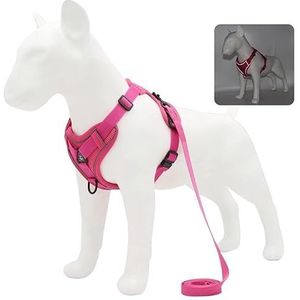 Hondenharnas, verstelbaar zacht gewatteerd hondenvest, geen trek-reflecterend for extra kleine/kleine middelgrote honden en katten (Color : Rose Red, Size : XL)