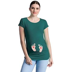 Voetafdrukken baby met hart - grappig grappig schattig zwangerschapsmode met motief zwangerschapsshirt voor zwangerschap T-shirt zwangerschapsshirt korte mouwen, Dunkelgrün, M