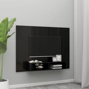 SMTSEC Wandkast TV Hoogglans Zwart 135x23.5x90 cm Engineered Wood