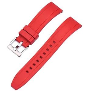 Jeniko Quick Release Fluororubber Horlogeband 20mm 22mm 24mm Waterdicht Stofdicht FKM Horlogebanden For Heren Duikhorloges (Color : Red silver, Size : 24mm)