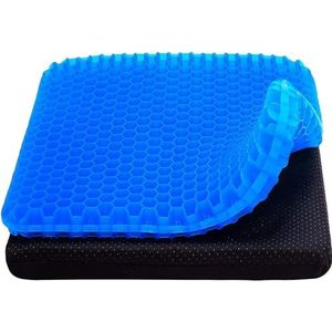 THE CHEESE CHEF Nieuw Gel zitkussen 50 x 50 x 5 cm, honingraat ontwerp dubbel dik gel kussen met verlichting van de rug stuitbeen pijndruk, voor auto kantoor thuis rolstoel en stoel