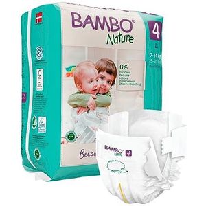 Bambo Nature Premium Eco-luiers, milieuvriendelijke duurzame luiers, verbeterde lekbescherming, veilige en comfortabele babyluiers, veilig en comfortabel - maat 4 luiers (15-31lb/7-14 kg), Maxi, 24PK