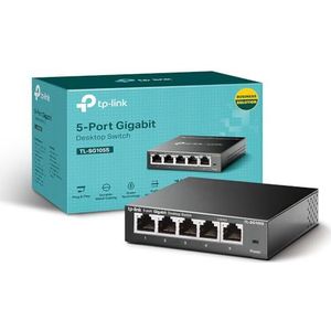 TP-Link TL-SG105S, 5 Port Gigabit Ethernet Network Switch, Ethernet Splitter, Hub, Desktop and Wall-Mounting, Sturdy Metal, Fanless, Plug and Play, Energy-Saving
