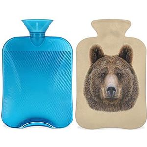 Cool Animal Bear warmwaterfles met deksel, 2L transparante warmwaterzak voor warm/koud kompres, handvoeten warmer, nek en schouder pijnverlichting (schattig)