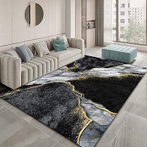 Moderne woonkamer groot karpetten goud golven gestreept grijs zwart marmer patroon thuiskantoor, woonkamer, slaapkamer extra groot formaat wasbare tapijtmat 160 X 230 CM