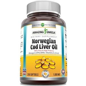 Amazing Omega Norwegian Cod Liver Oil, 1000 Mg 250