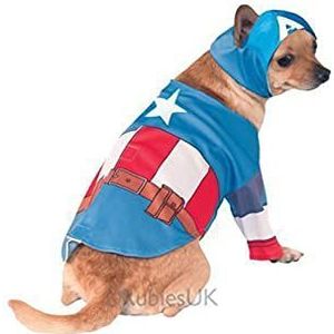 Rubie's Officiële Captain America Pet Dog Kostuum