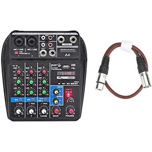 Audiomixer, Sound Mixing Console Bluetooth USB Record Computer afspelen Phantom Power Delay Repaeat Effect 4 kanalen USB Audiomixer A4 Eenvoudig te gebruiken en te bedienen (Color : A4-E-U 2pcs 0.5M