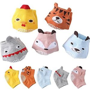 DZOZO 5 Paar Baby Kniebeschermers Anti-Slip Kruipen Sokken, cartoon patroon-A, one size