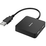 Hama - USB Hub - Zwart - 4 Poorten - USB 2.0 - 480 Mbit/s