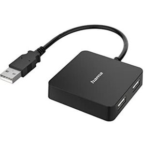 Hama - USB Hub - Zwart - 4 Poorten - USB 2.0 - 480 Mbit/s