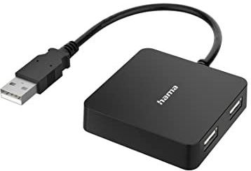 Hama - USB Hub - Zwart - 4 Poorten - USB 2.0 - 480 Mbit/s