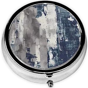 Pillendoos Abstract Blauw Ronde Pil Case 3 Compartiment Geneeskunde Pil Organizer Leuke Pil Organizer Draagbare Reizen Pillendoos Geneeskunde Vitamine Kabeljauw Leverolie Opbergdoos Unieke Gift