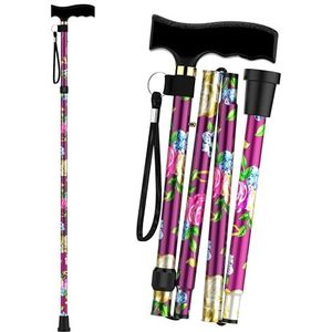 Andvari's Bloemenwandelstokken voor vrouwen, mannen en ouderen, alle terreinen, in hoogte verstelbaar, duurzame opvouwbare wandelstokken voor dames en gehandicapten, anti-slip rubberen basis, zachte