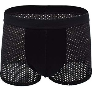iooico Boxershorts voor heren, 1 & 4 stuks, mesh, ademend, ondergoed, zachte stretch trunks, onderbroek, Zwart, XL