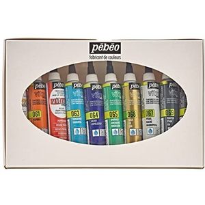 Pebeo 20 ml Vitrea 160-glazen verf Outliner Set Karton, Doos van 10, diverse kleuren