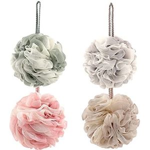 Pincy 4-Pack Mesh Poefs, 60 g Douche Puffs, Exfoliërende Douche Scrunchie, Body Scrubber Borstel voor Vrouwen & Mannen