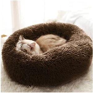 Hondenmand Hond Huisdier Bed Kennel Ronde Kat Winter Warm Hondenhok Slaapzak Lang Pluche Super Zacht Huisdier Bed Huisdierbed (Color : Coffee, Size : 50cm)