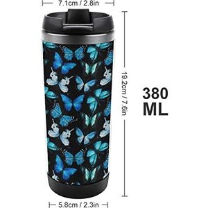 Aquarel Vlinder Grappige Koffie Cup Travel Mok Theemokken met Lekvrij Deksel voor Warme En Koude Dranken