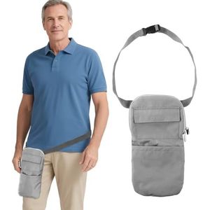 Nefrostomiesonde en drainagezakafdekking met verstelbare heupriem en katheterslangafdekking voor nefrostomie buitenzakhouder (grijs)