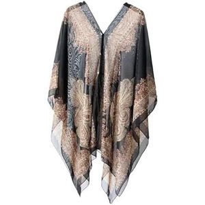 Cover Ups voor vrouwen Strandkleding Chiffon Strand Cover Up Strand Tuniek Jurk Bikini Cover Up Vrouwen Badpak Sarong Badmode Strandkleding Badpak Cover Ups Voor Vrouwen (Zwart)