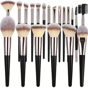 3 stuks make-upborstelset, kunstzinnige borstels, Kabuki-poederborstel, oogschaduw, hechtborstel, premium synthetische make-upkwastenset voor contouren van concealer, foundation, poeder