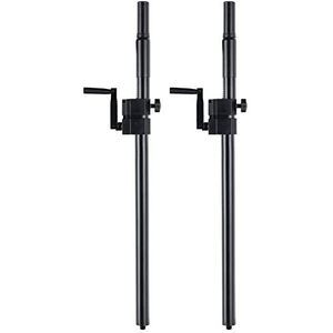 Pronomic Afstandsbuis M20 met Kurbel 2x Set - Stalen afstandsstangen met kurbel voor hoogte-instelling - Voor montage topstukken op subwoofer - Lengte 95-148 cm - M20-draad - Zwart