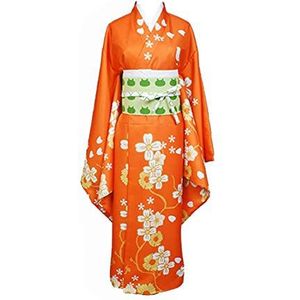 helymore Vrouwen Saionji Hiyoko Kostuum Halloween Volwassen Anime Cosplay Printing Kimono Jurk Oranje, ORANJE, M