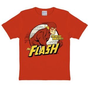 LOGOSHIRT - DC Comics - Flash - Fastest Man - T-Shirt Kinderen - rood - Gelicentieerd origineel ontwerp, Maat 122/134, 7-9 jaren