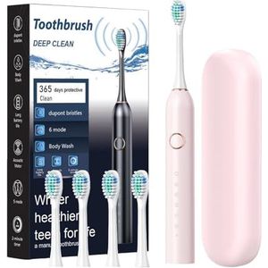 Elektrische tandenborstel, oplaadbare tandenborstels met etui | Elektrische tandenborstel voor volwassenen | Oplaadbaar duurt 180 dagen, 40000 Vpm diep schoon 6 modi, tandenborstel met reisetui voor