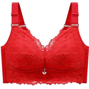 Push Up BH Vrouwelijke Lingerie Sexy BH Kant Bras Voor Vrouwen Draad Gratis Ondergoed Vrouwen Plus Size BH, Rood, 85E