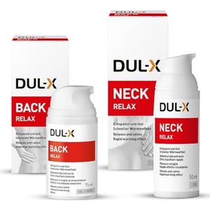 DUL-X Neck Relax Gel, 50ml and DUL-X Back Relax Gel Crème, 75ml. Jouw professionele Spier en Joint Relaxant. 2 Units