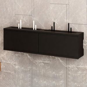 XCLOOZGL Modern Stijl Wifi Router Opbergdoos Verstopper Grote Capaciteit Projector Plank Wandmontage of Bureaublad Kabelmanagement Doos Houten Modem Organizer Stekkerdoos,C,100X11X21CM