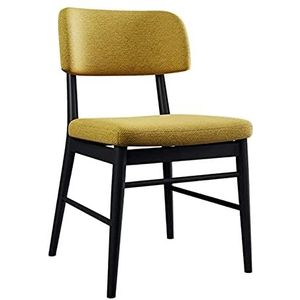 GEIRONV 1 stuks eetkamerstoelen, retro design katoen en linnen metalen poten lounge stoelen keuken woonkamer balkon stoel Eetstoelen (Color : Yellow)