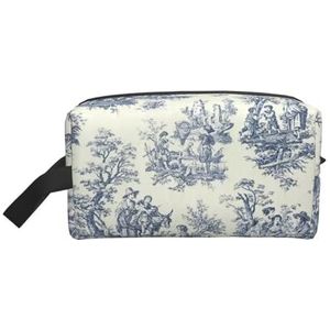 Kawaii reistoilettas van Jouy canvas, rood en wit, voor dames, make-up en cosmetica-organizer, beauty-opbergset voor meisjes, reizen, Kleur 20, Cosmetic Bag