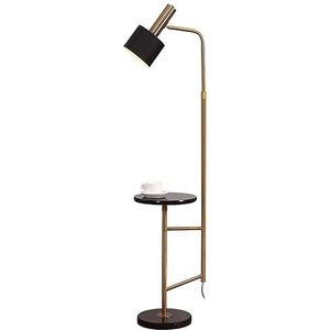 Vloerlamp Staande lamp Staande vloer met natuurlijk marmeren tafel Verstelbare vloerlampkap Nachtkastje Tafellamp Opberglamp staand (Size : B)