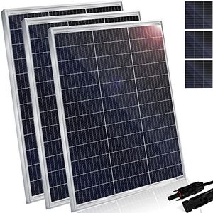 KESSER® Zonnepanelenset van 3 monokristallijne zonnemodules Zonnepaneel - 130W 18 V voor 12 V accu's, fotovoltaïsch - Zonnecel PV-systeem Solar voor caravans, camping, balkon, tuinhuisjes