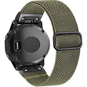 EDVENA 22 26mm QuickFit Watch-band Compatibel met Garmin Fenix ​​6 6x Pro 5x 5 Plus 3HR 935 945 S60 Nylon lus elastische band horloge polsband (Color : Green, Size : 26 Fenix 6X 6X Pro)