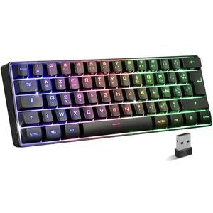 Elite K50: Gaming-toetsenbord, stil, draadloos, RGB-achtergrondverlichting, 60% TKL gaming-toetsenbord, Azerty, oplaadbaar met Bluetooth/2,4 G/type-C, 62 toetsen, anti-ghosting, voor pc/Windows/Mac