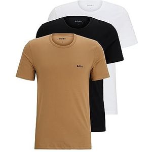 Hugo Boss Drie basic T-shirts van katoen met geborduurd logo, beige, maat M, Medium Beige 265, M
