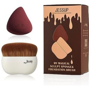 Jessup Make-up Borstel Met Spons - Kabuki Borstel Voor Vloeibare, Crème of Poeder Cosmetica - Gezicht en Lichaam - T882