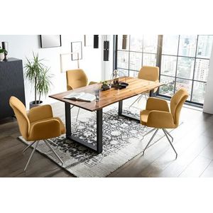 Dynamic24 Eetgroep 5-delig 160x85 cm zitgroep massief hout eetstoel eettafel stoelen tafel