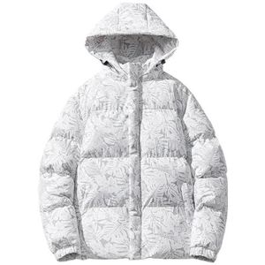 Pegsmio Mannen Parkas Puffer Jassen Winter Gewatteerde Katoen Effen Kleur Met Hoodie Warm Winddicht Jassen, Wit, XL