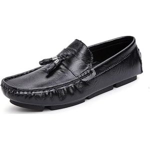 Heren loafers schoen vierkante neus met kwastje mocassins rijden loafers resistent comfortabel flexibel casual instapper (Color : Black, Size : 42 EU)