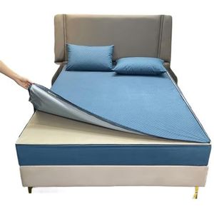 NUOYIXUAN Waterdichte matrashoes met rits zes zijden all-inclusive matrasbeschermer hoeslaken (blauw, aangepast formaat (bericht))