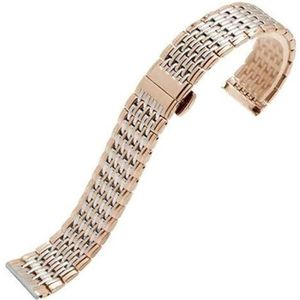 Horlogebanden Horlogebanden Roestvrij stalen horlogebanden 13 mm 18 mm Dunne metalen horlogeketting Vervanging Vrouwelijke riem Vervangingsriem Mens (Color : Silve and Rose Gold, Size : 13mm)