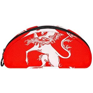 Etui Halve cirkel Briefpapier Pen Bag Pouch Holder Case Unicorn Red, Multi kleuren, 19.5x4x8.8cm/7.7x1.6x3.5in, Make-up zakje